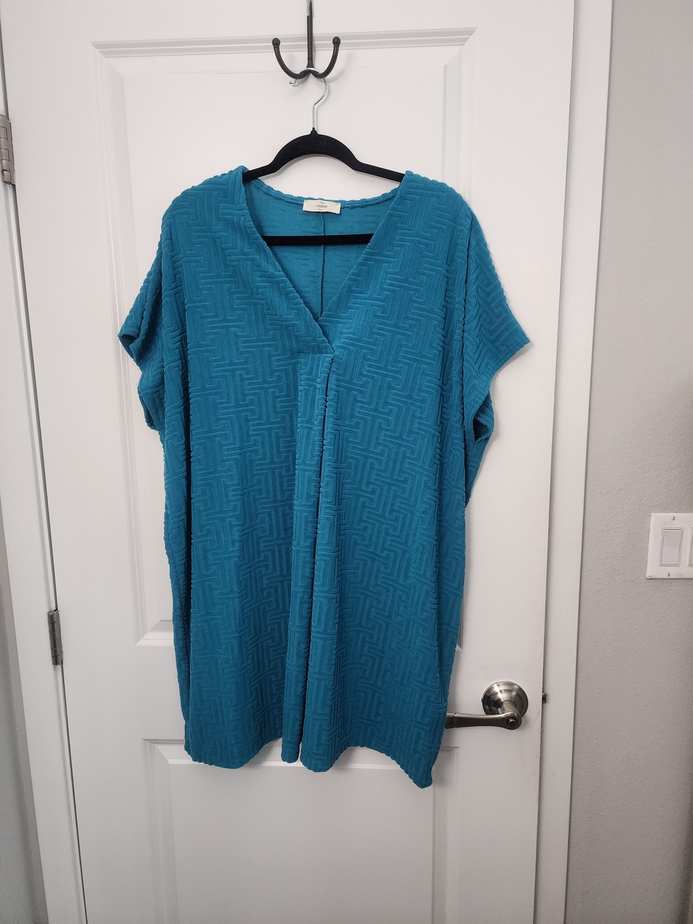Teal Textured V-Neck Swim Coverup